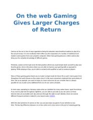 On the web Gaming Gives Larger Charges of Return.docx